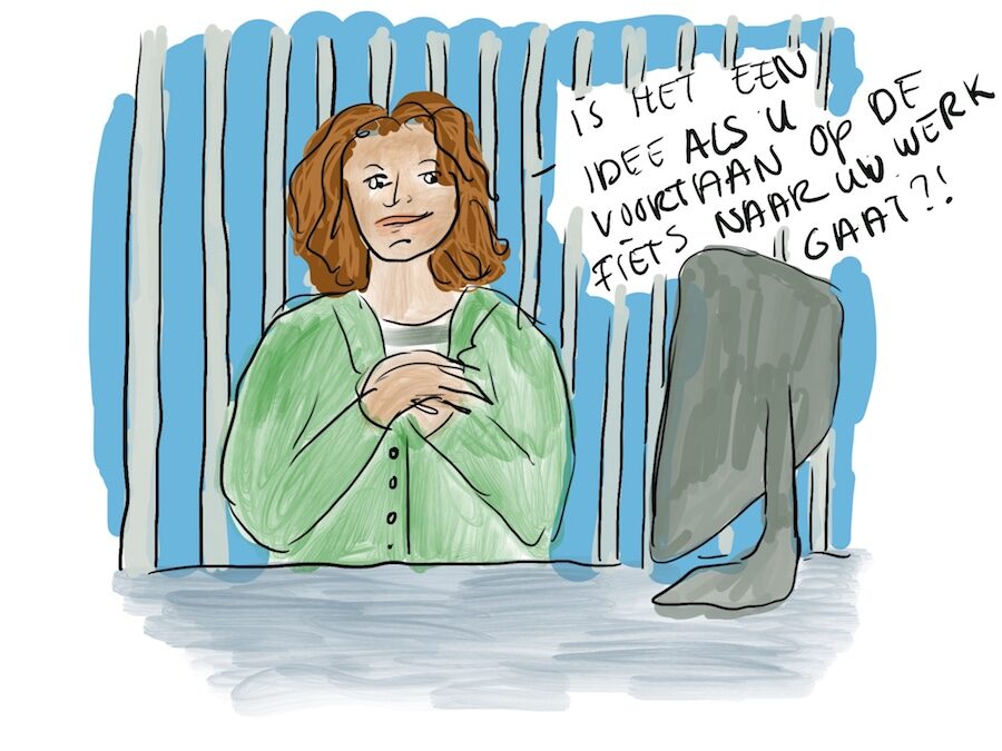 Tekening: dokter adviseert fietsen