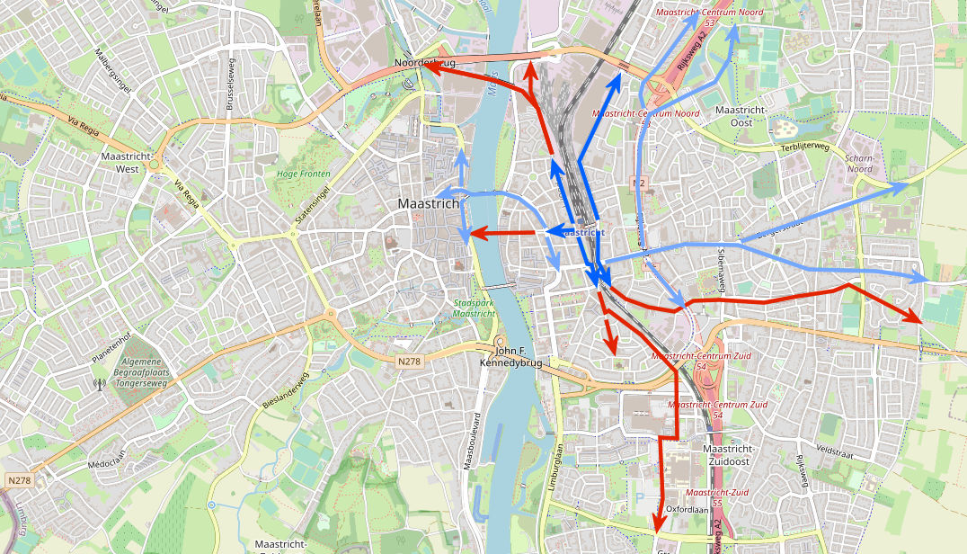 Station Maastricht met radiale routes